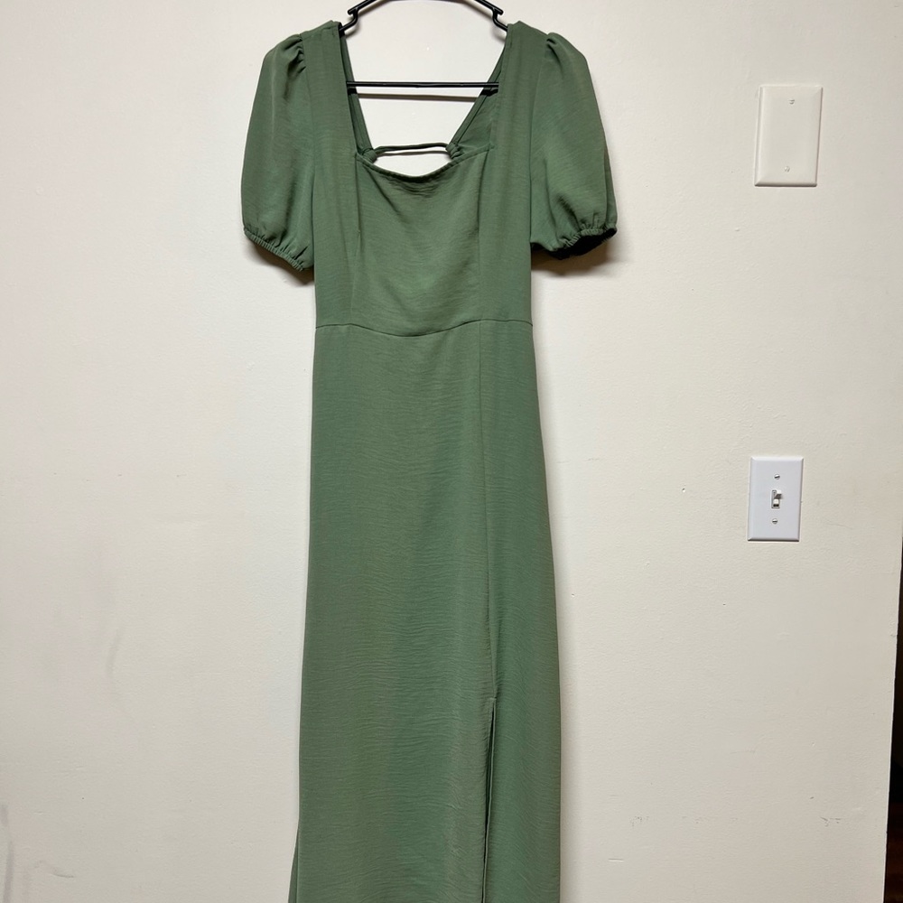 Sage green spring dress